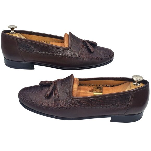 Italy Zelli Men\'s size 11 Brown Ostrich Exotic Leather Tassel Loafer Dress shoes main image 12